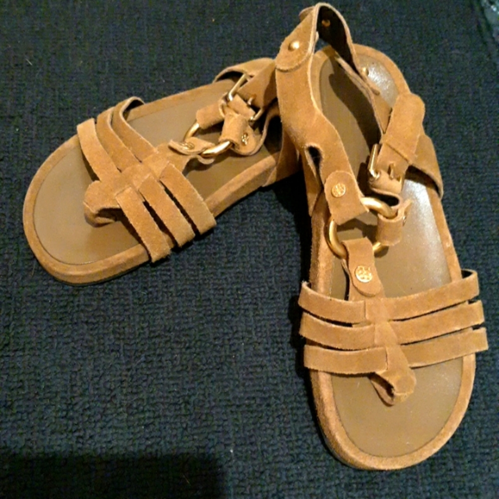 Tan suede sandal. Brand new! Size 5.5